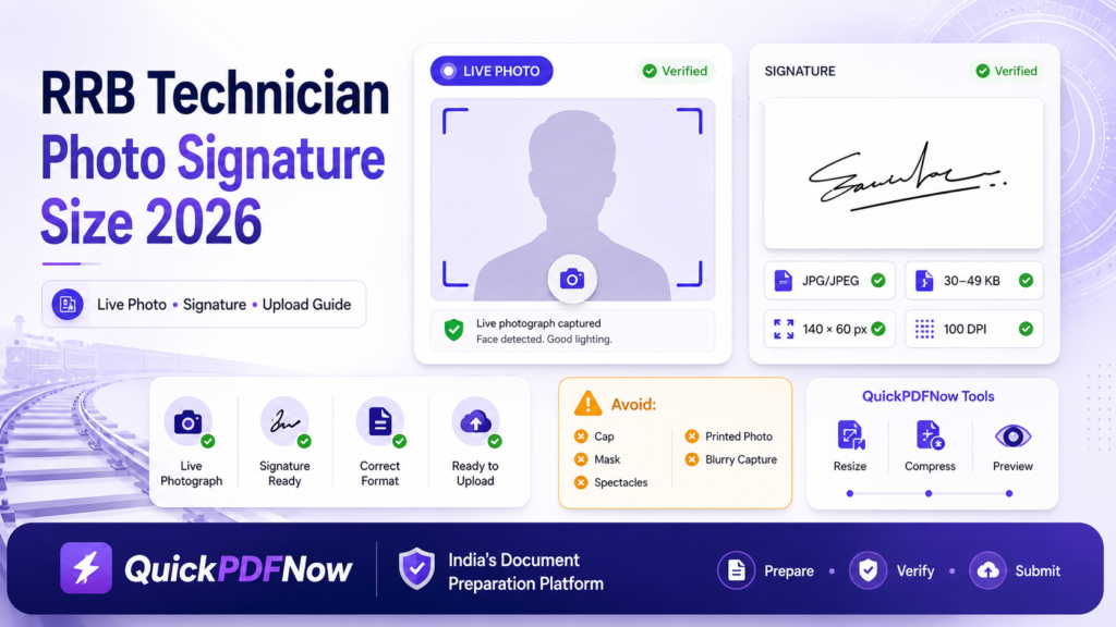 RRB Technician Photo Signature Size 2026