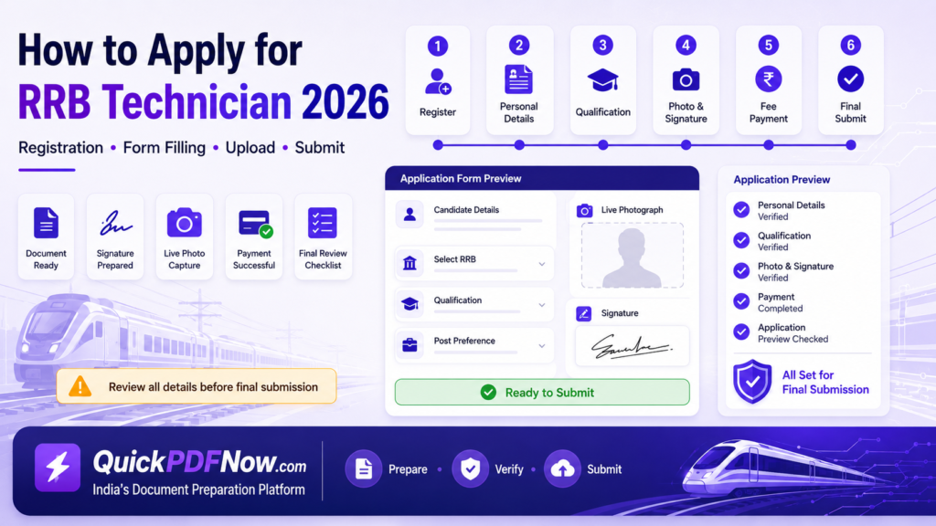 How to Apply for RRB Technician 2026 online application steps