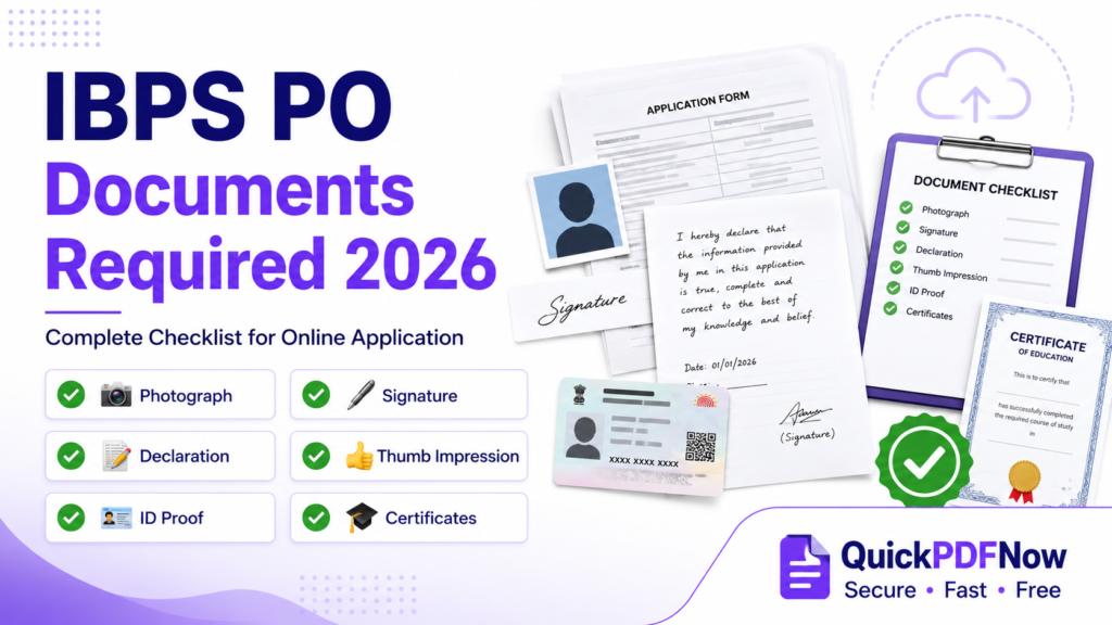 IBPS PO Documents Required 2026 complete checklist for online application