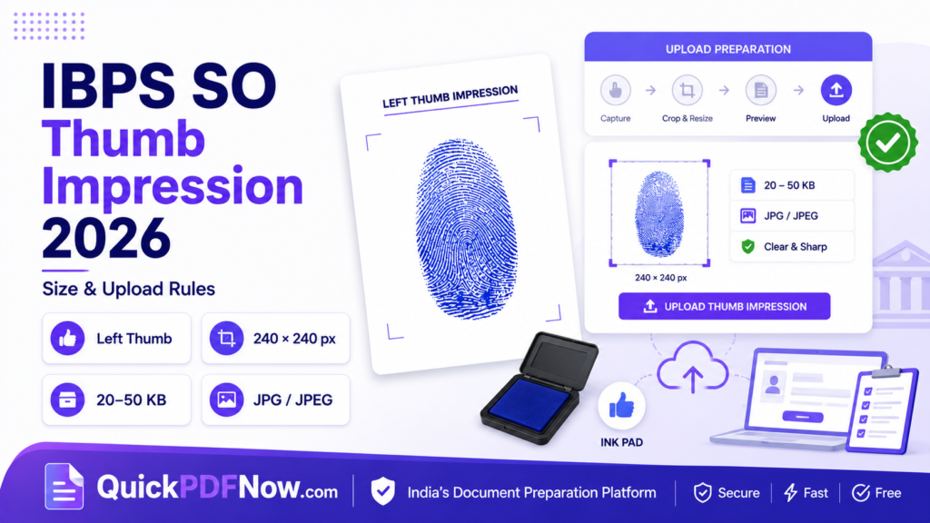 IBPS SO Thumb Impression 2026 size and upload rules
