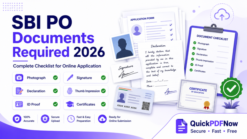 SBI PO Documents Required 2026 complete checklist