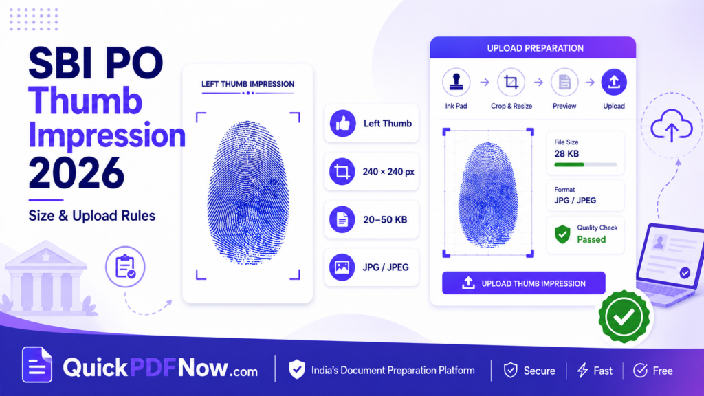 SBI PO Thumb Impression 2026 size and upload requirements