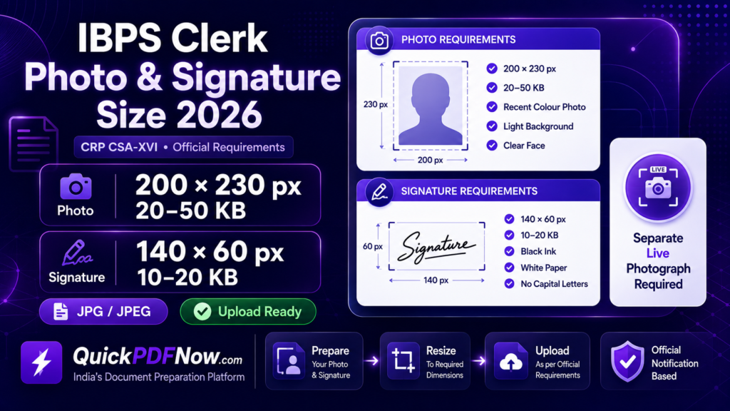 IBPS Clerk Photo & Signature Size 2026