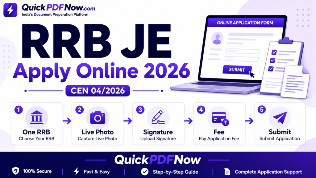 RRB JE apply online 2026 CEN 04/2026 application form