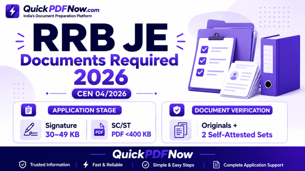RRB JE documents required 2026 application and document verification checklist