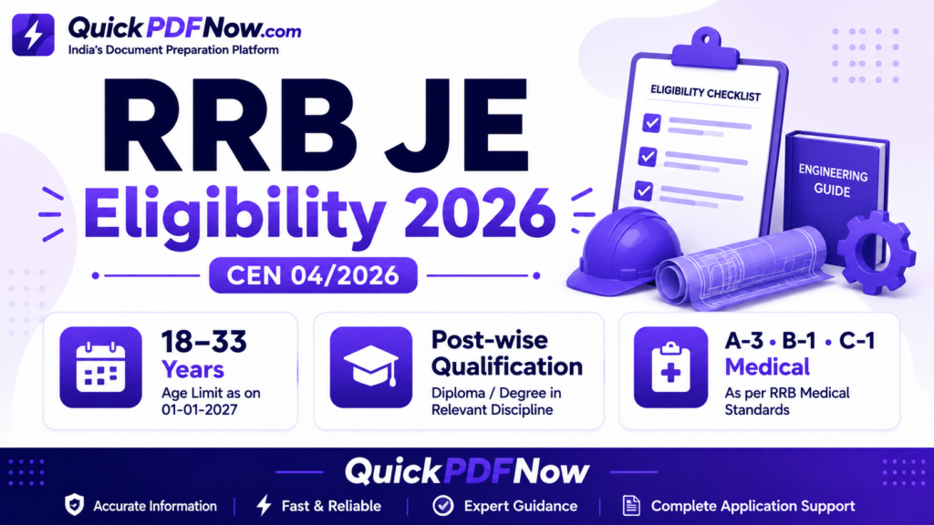 RRB JE eligibility 2026 age limit qualification and medical standards