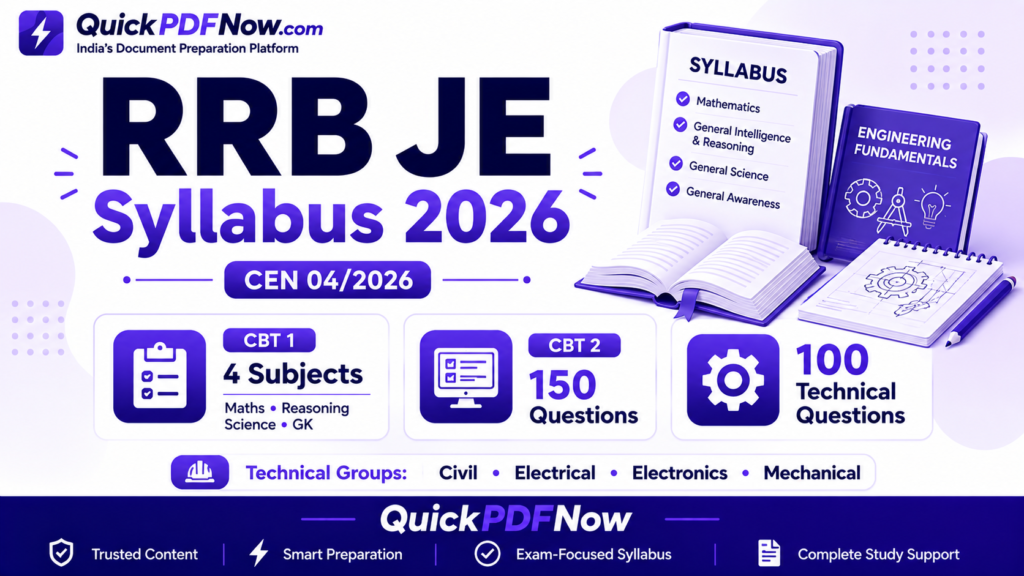 RRB JE Syllabus 2026 CBT 1 CBT 2 and technical syllabus