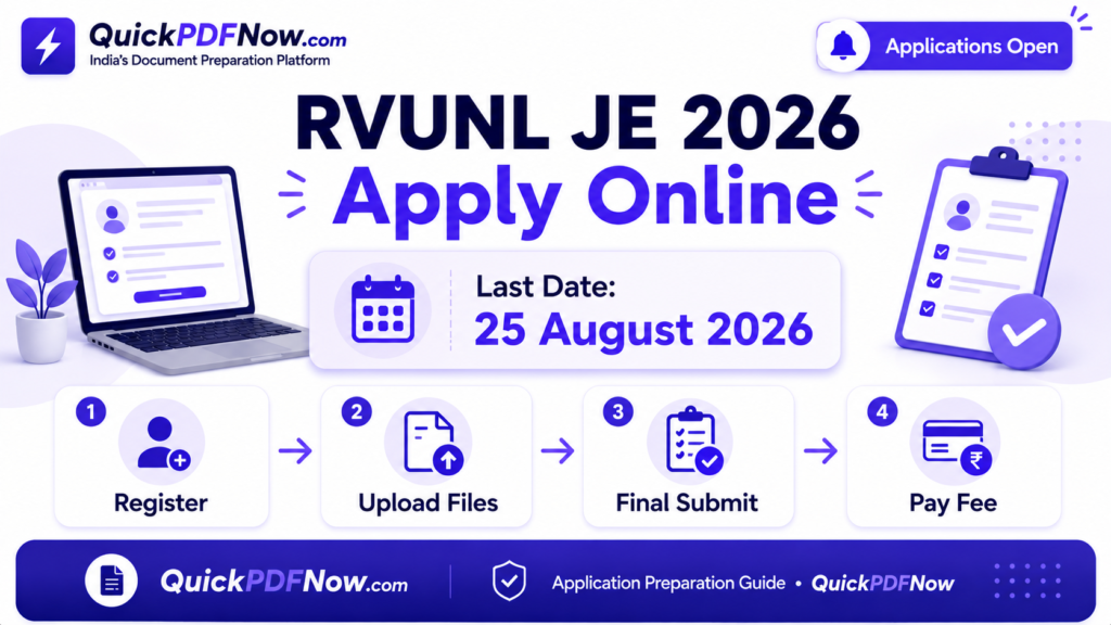RVUNL JE 2026 apply online steps and last date
