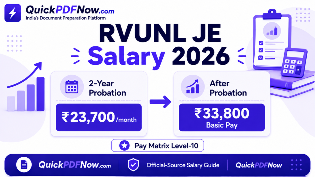 RVUNL JE Salary 2026 ₹23700 probation ₹33800 basic pay